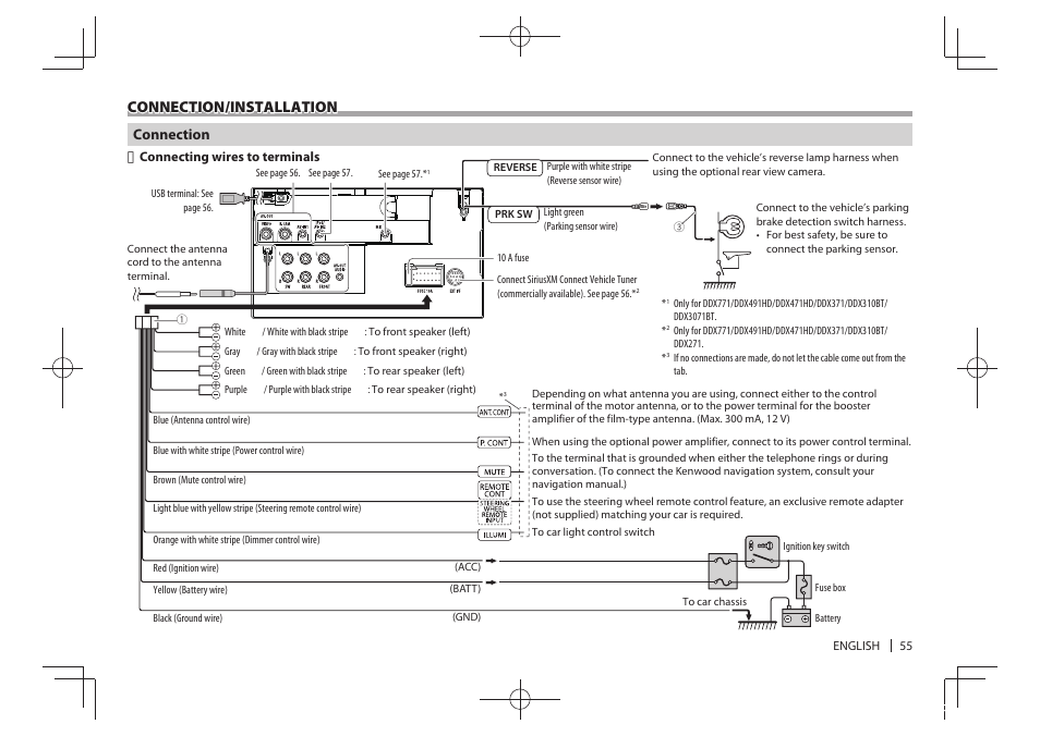 Connection/installation | Kenwood DDX771 User Manual | Page 55 / 68