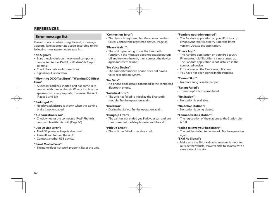 References | Kenwood DDX771 User Manual | Page 62 / 68