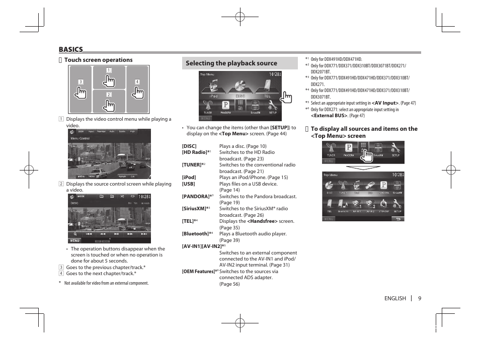 Basics | Kenwood DDX771 User Manual | Page 9 / 68