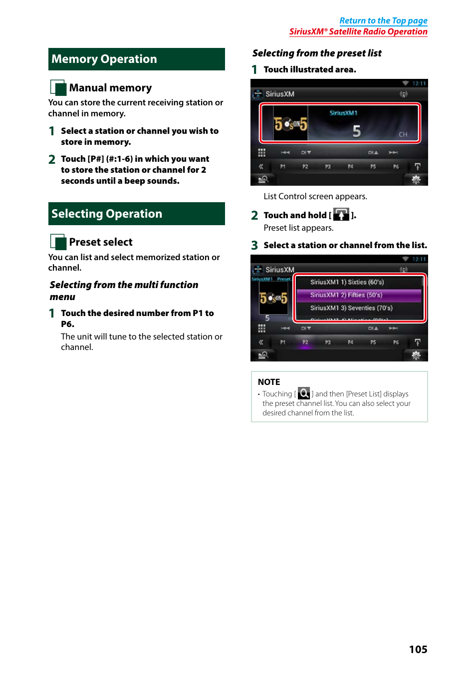 Memory operation, Selecting operation, Memory operation selecting operation | Operation, see, Selecting operation (p.105) | Kenwood DNN991HD User Manual | Page 106 / 178