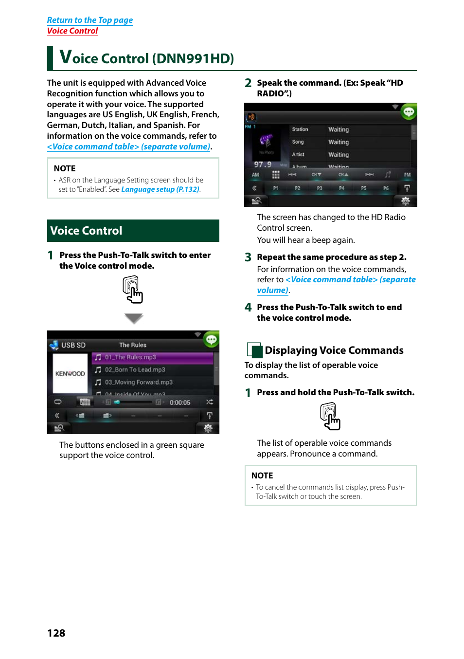 Voice control (dnn991hd), Voice control, Oice control (dnn991hd) | Kenwood DNN991HD User Manual | Page 129 / 178