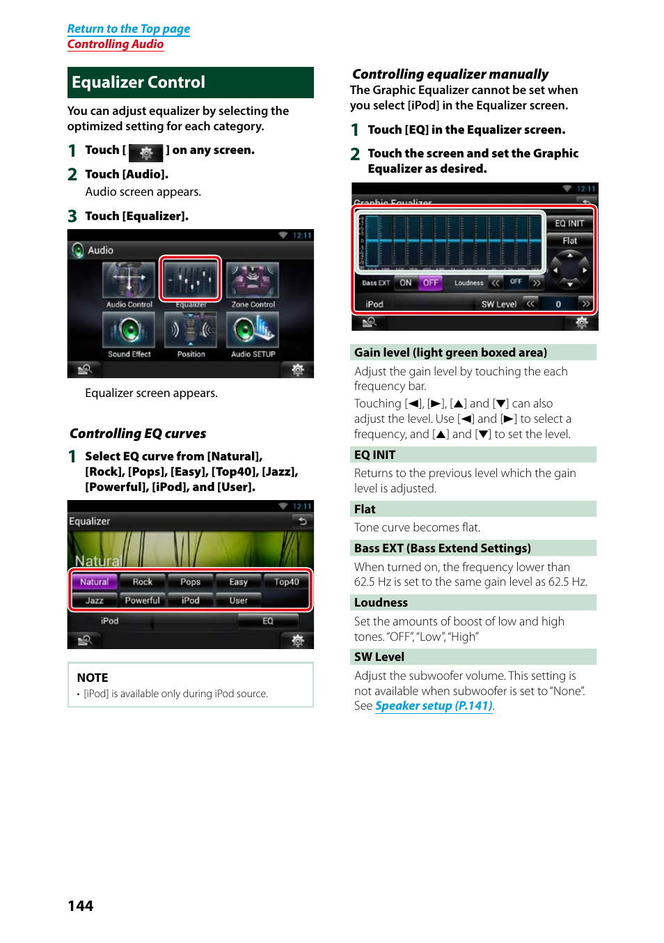 Equalizer control, P.144) | Kenwood DNN991HD User Manual | Page 145 / 178