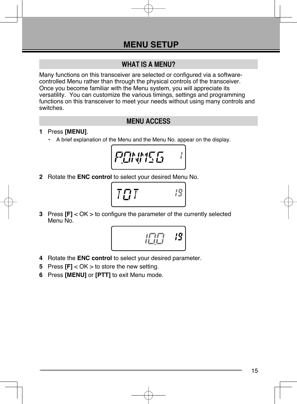 Menu setup | Kenwood TH-K20A User Manual | Page 23 / 68