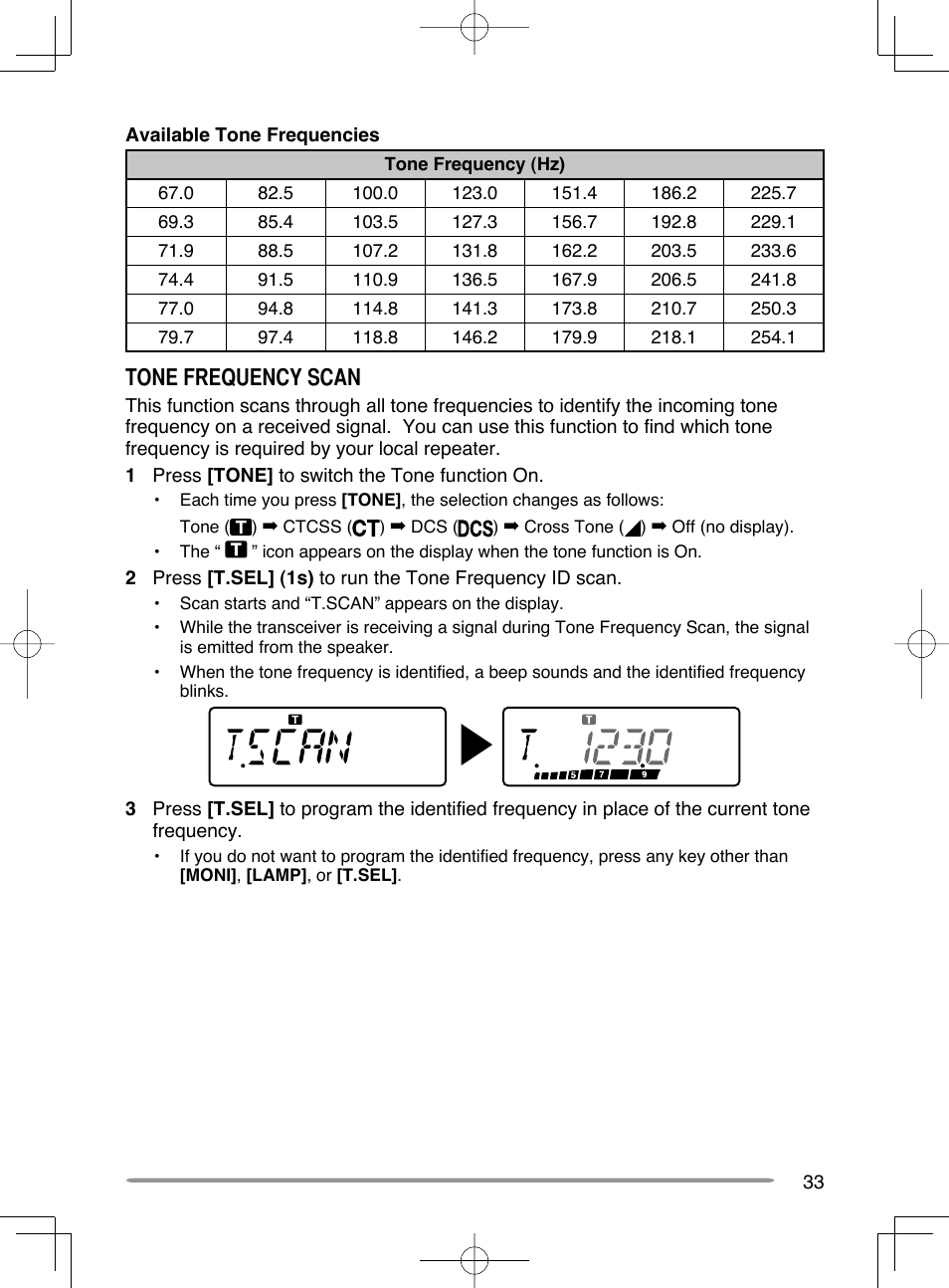 Tone frequency scan | Kenwood TH-K20A User Manual | Page 41 / 68