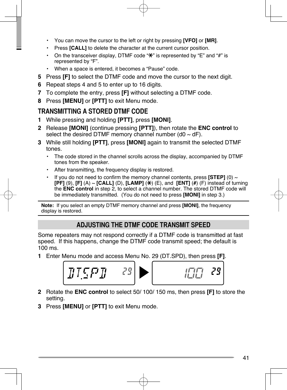 Transmitting a stored dtmf code, Adjusting the dtmf code transmit speed | Kenwood TH-K20A User Manual | Page 49 / 68