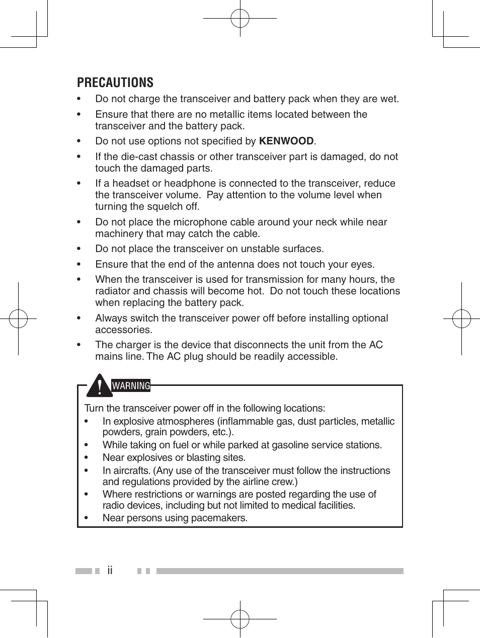 Precautions | Kenwood NX-420 User Manual | Page 4 / 40