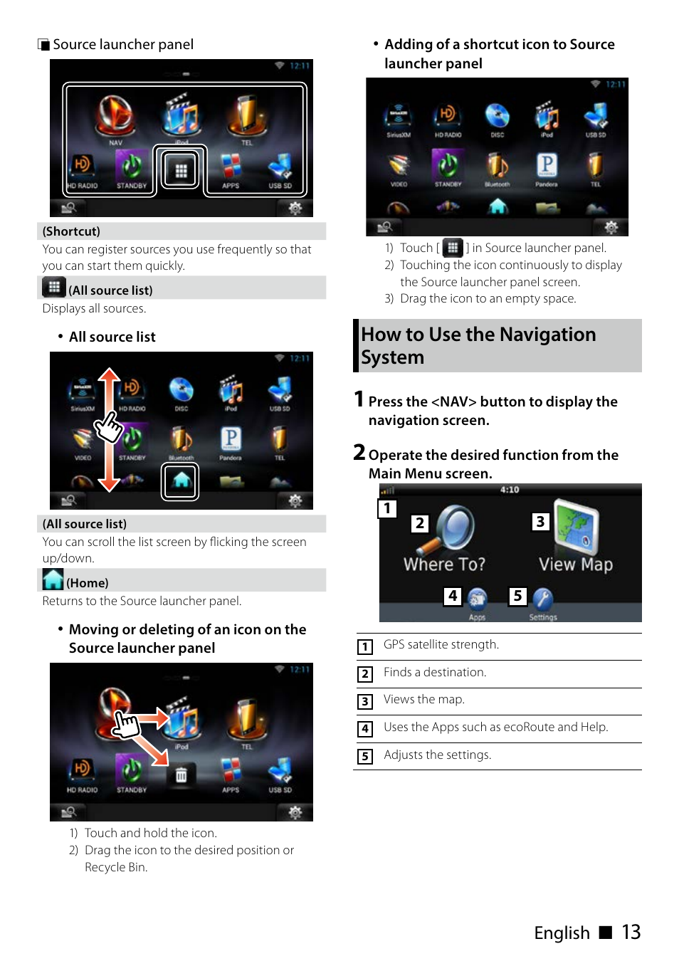 How to use the navigation system, English с | Kenwood DNN991HD User Manual | Page 13 / 68