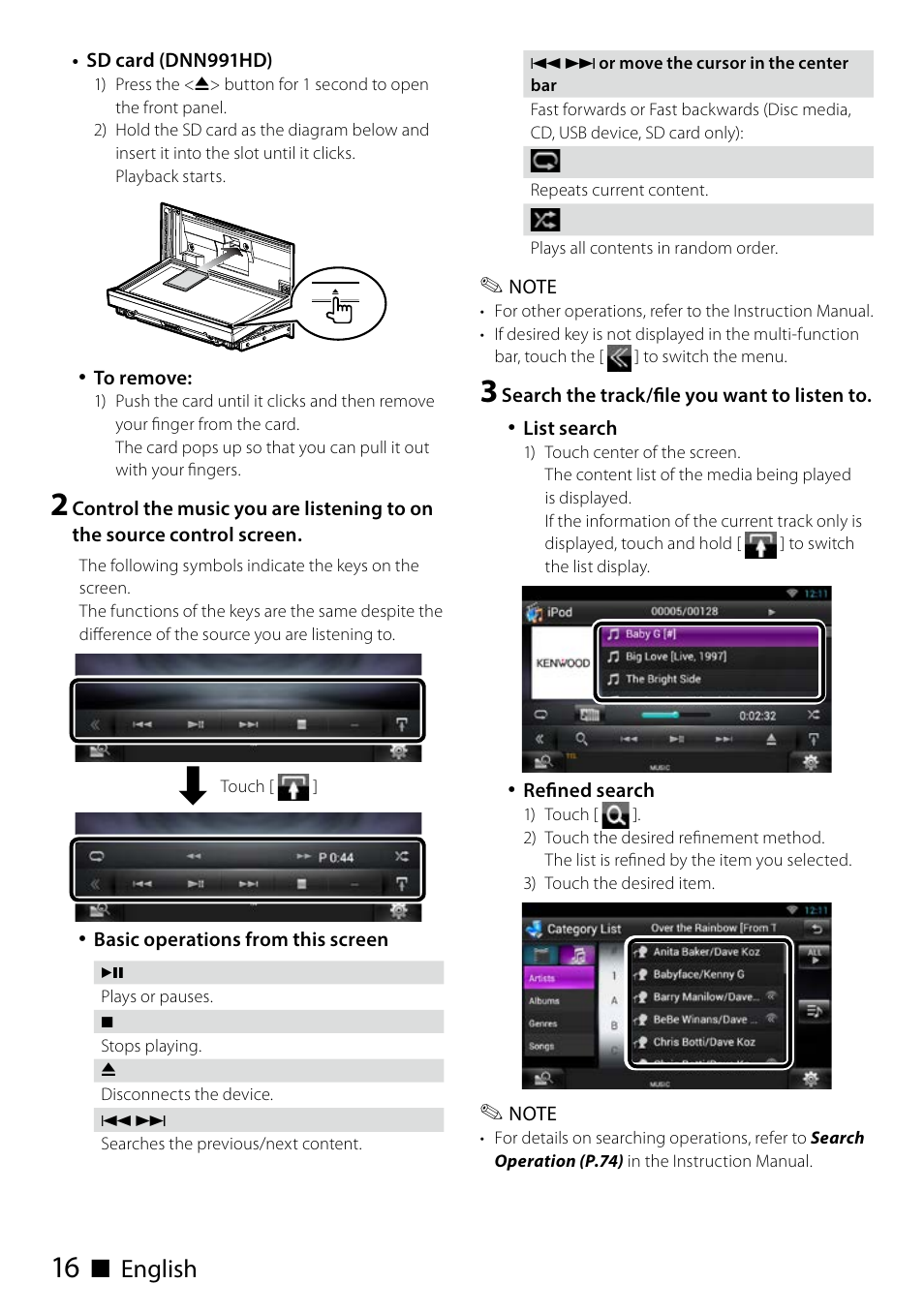 Ñ english | Kenwood DNN991HD User Manual | Page 16 / 68