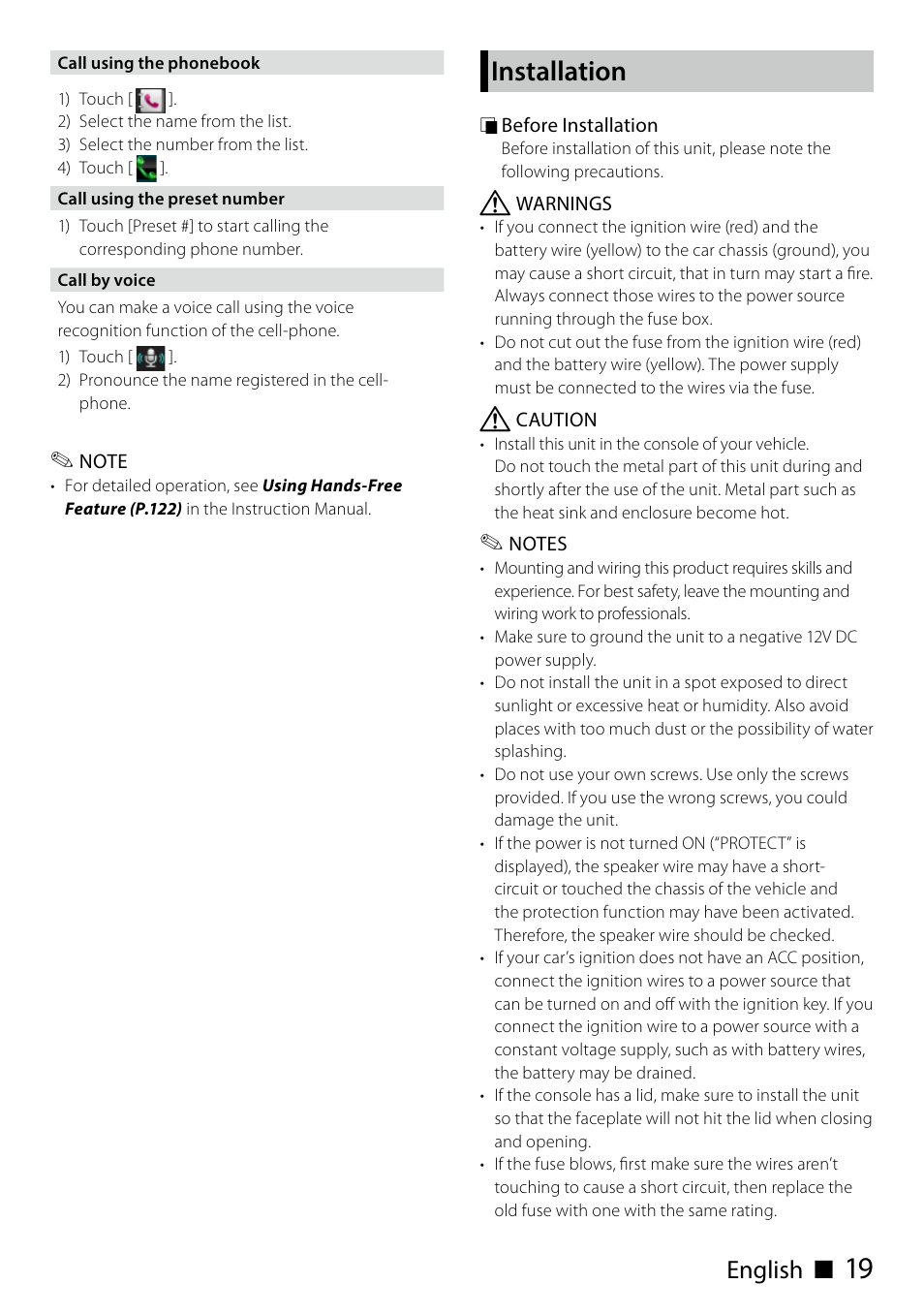 Installation, English ñ | Kenwood DNN991HD User Manual | Page 19 / 68