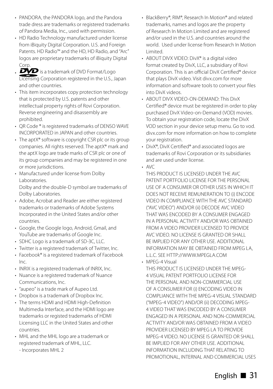 English ñ | Kenwood DNN991HD User Manual | Page 31 / 68