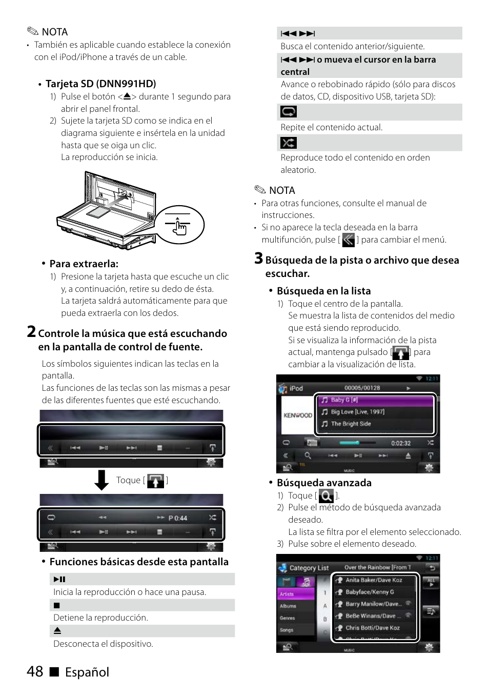 Ñ español | Kenwood DNN991HD User Manual | Page 48 / 68