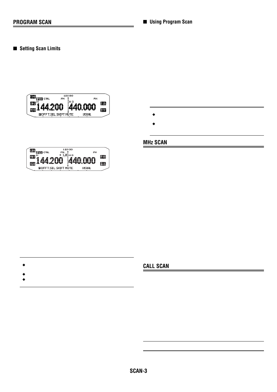 Scan-3 program scan, Mhz scan, Call scan | Kenwood RC-D710 User Manual | Page 19 / 73