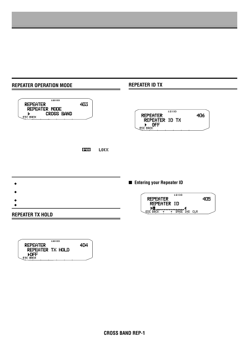 Rc-d710_14_cross band (k type)_e.pdf, Repeater operation mode, Repeater tx hold | Repeater id tx, Cross band rep-1 | Kenwood RC-D710 User Manual | Page 68 / 73