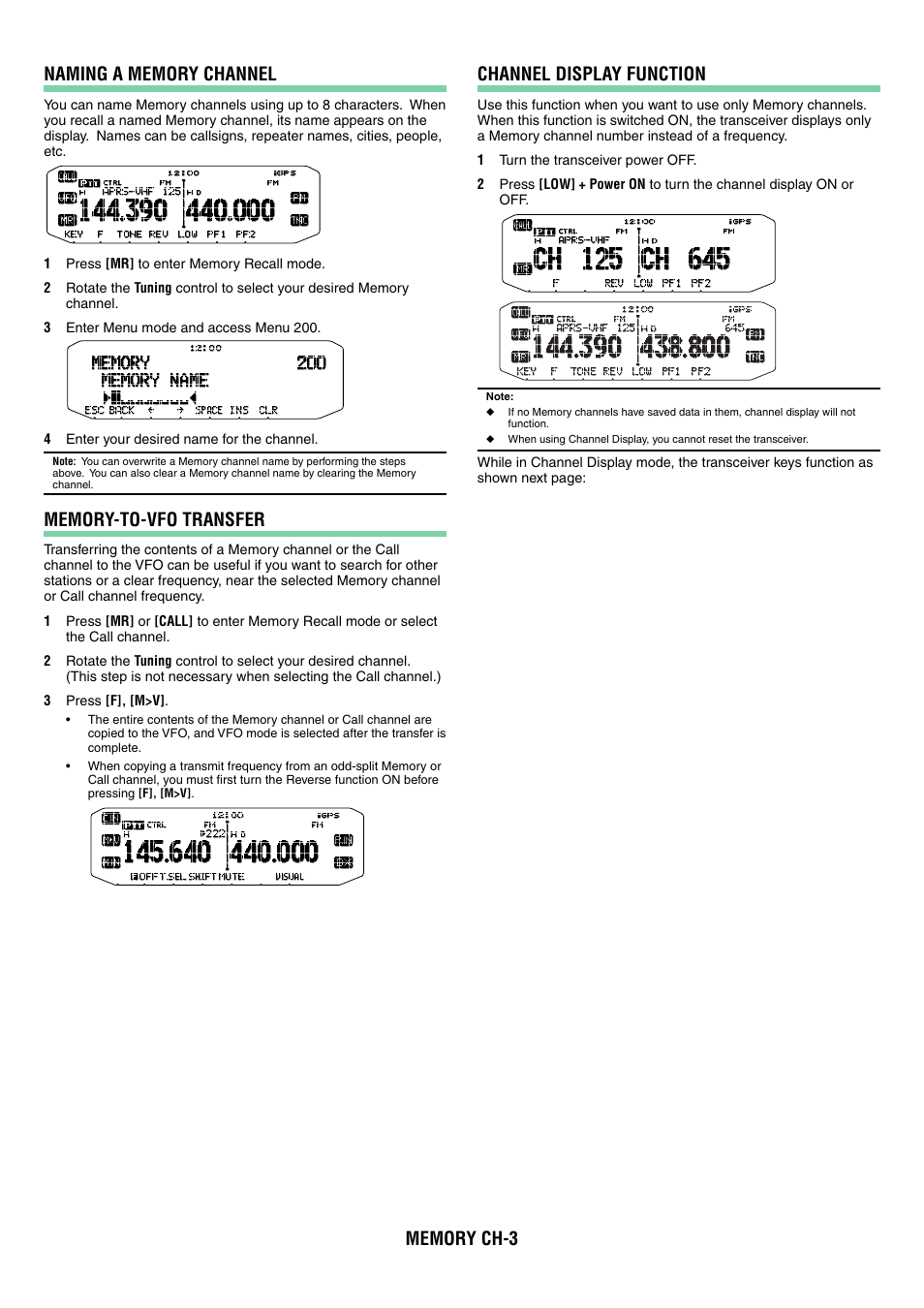 Channel display function | Kenwood TM-D710GA User Manual | Page 13 / 77