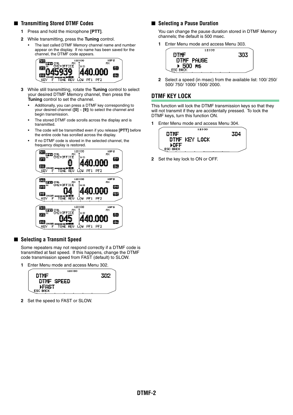 Dtmf-2, Dtmf key lock | Kenwood TM-D710GA User Manual | Page 25 / 77