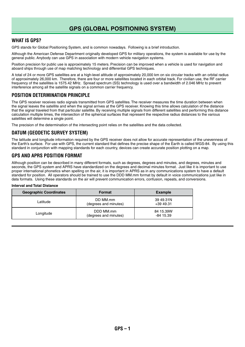 Tm-d710g_09_gps_en, Gps (global positioning system), What is gps | Position determination principle, Datum (geodetic survey system), Gps and aprs position format, Gps – 1 | Kenwood TM-D710GA User Manual | Page 34 / 77