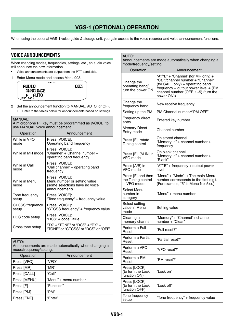 Tm-d710g_13_vgs_en, Vgs-1 (optional) operation, Voice announcements | Vgs-1 | Kenwood TM-D710GA User Manual | Page 69 / 77