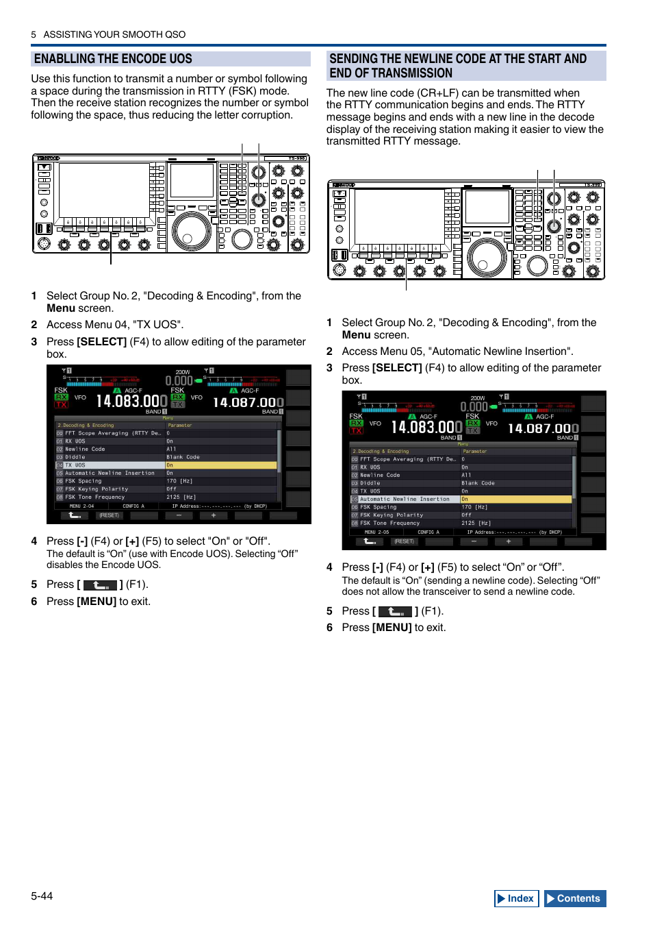 Enablling the encode uos, Enablling the encode uos -44, Sending the newline code at the start and end of | Transmission -44 | Kenwood TS-990S User Manual | Page 122 / 290