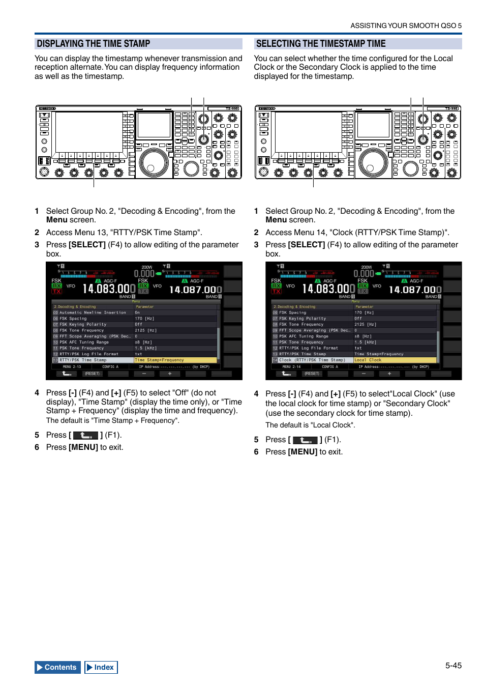 Displaying the time stamp, Selecting the timestamp time, Displaying the time stamp -45 | Selecting the timestamp time -45 | Kenwood TS-990S User Manual | Page 123 / 290