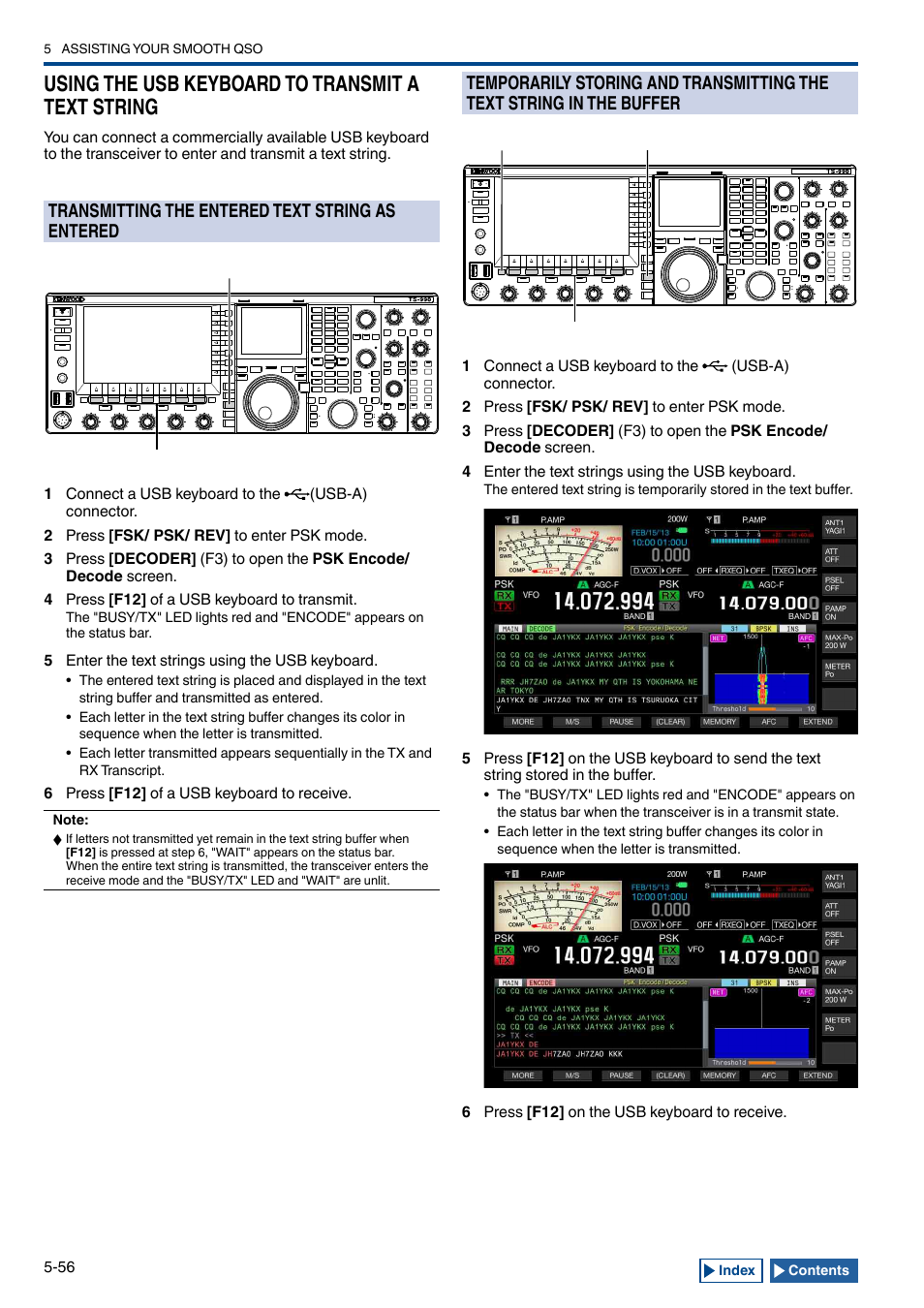 Using the usb keyboard to transmit a text string, Transmitting the entered text string as entered, The buffer -56 | Kenwood TS-990S User Manual | Page 134 / 290