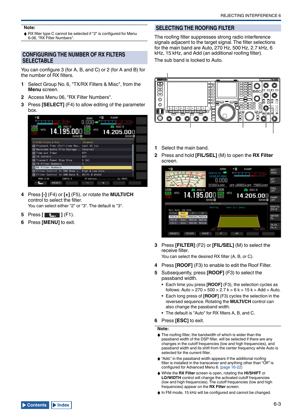 Configuring the number of rx filters selectable, Selecting the roofing filter, Configuring the number of rx filters selectable -3 | Selecting the roofing filter -3 | Kenwood TS-990S User Manual | Page 141 / 290