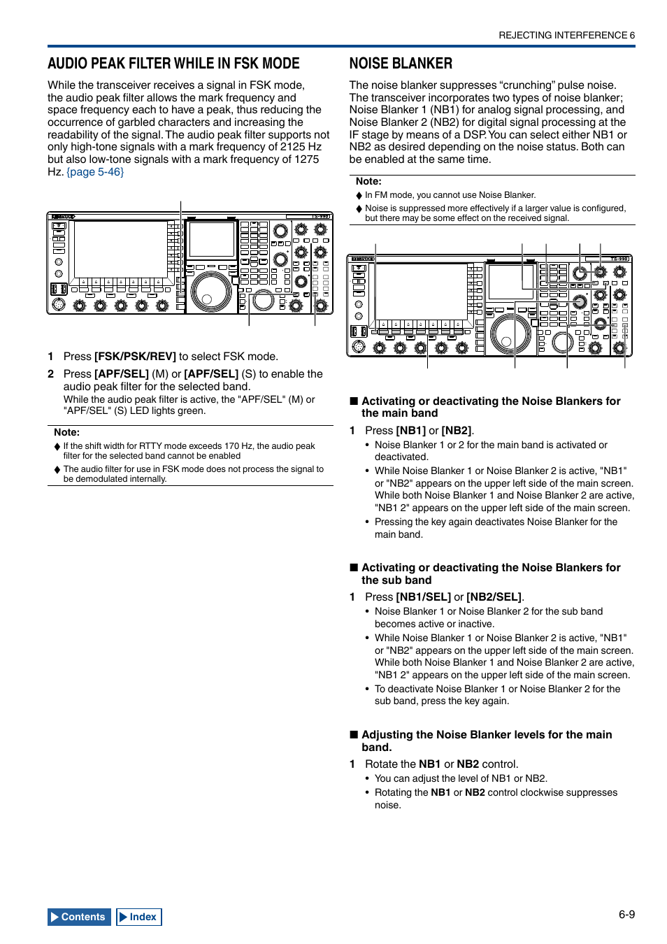 Audio peak filter while in fsk mode, Noise blanker, Audio peak filter while in fsk mode -9 | Noise blanker -9, Main band | Kenwood TS-990S User Manual | Page 147 / 290