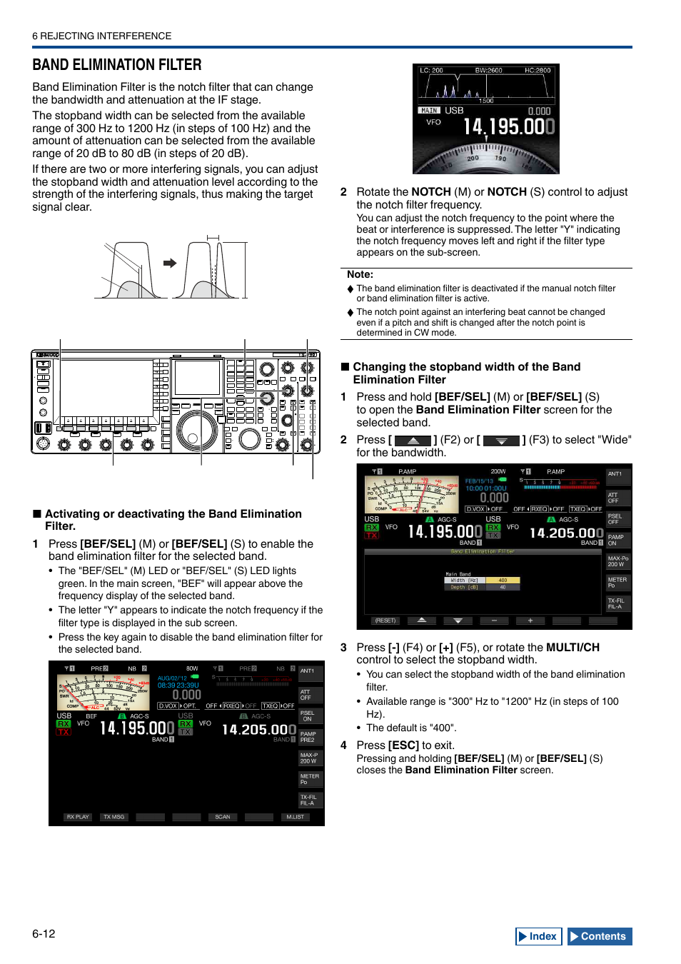 Band elimination filter, Band elimination filter -12, The main band | Or the sub band | Kenwood TS-990S User Manual | Page 150 / 290