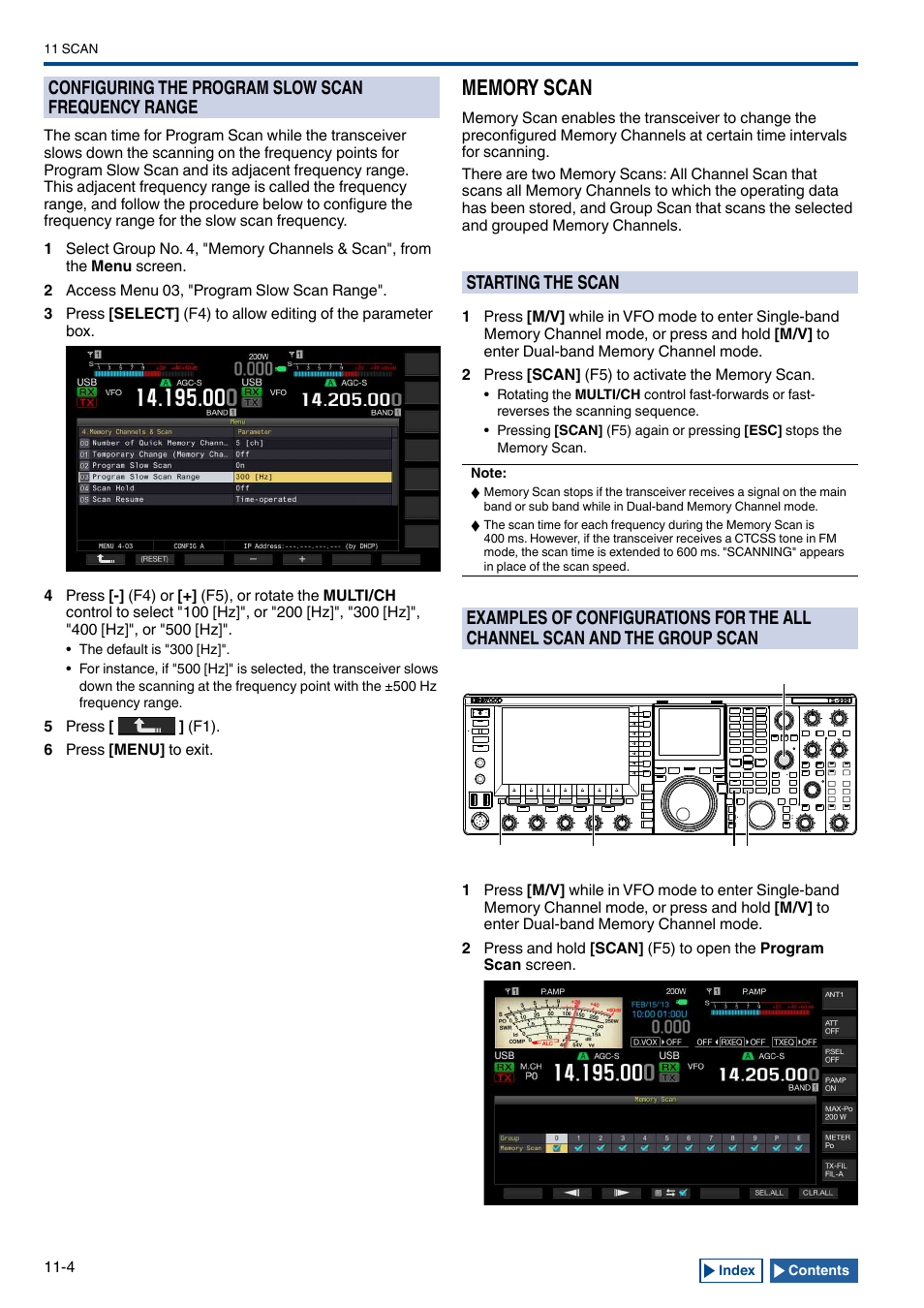 Configuring the program slow scan frequency range, Memory scan, Starting the scan | Memory scan -4, Starting the scan -4, And the group scan -4 | Kenwood TS-990S User Manual | Page 196 / 290