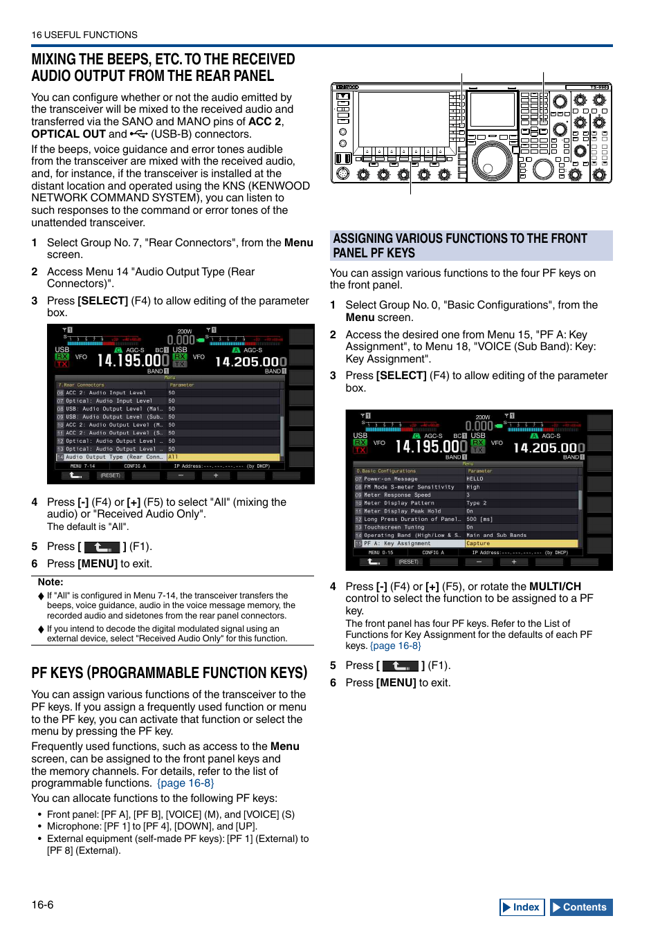 Pf keys (programmable function keys), From the rear panel -6, Pf keys (programmable function keys) -6 | Assigned | Kenwood TS-990S User Manual | Page 238 / 290