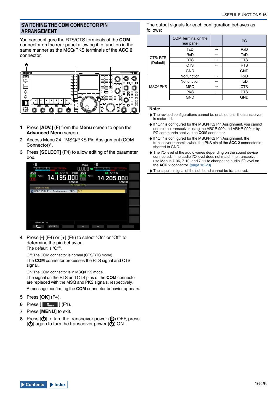 Switching the com connector pin arrangement, Switching the com connector pin arrangement -25 | Kenwood TS-990S User Manual | Page 257 / 290