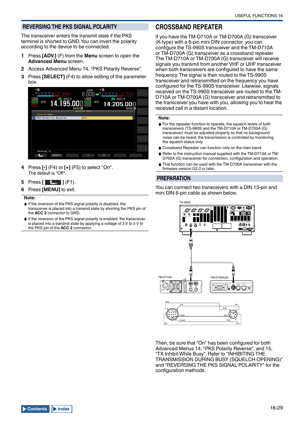 Reversing the pks signal polarity, Crossband repeater, Preparation | Reversing the pks signal polarity -29, Crossband repeater -29, Preparation -29 | Kenwood TS-990S User Manual | Page 261 / 290