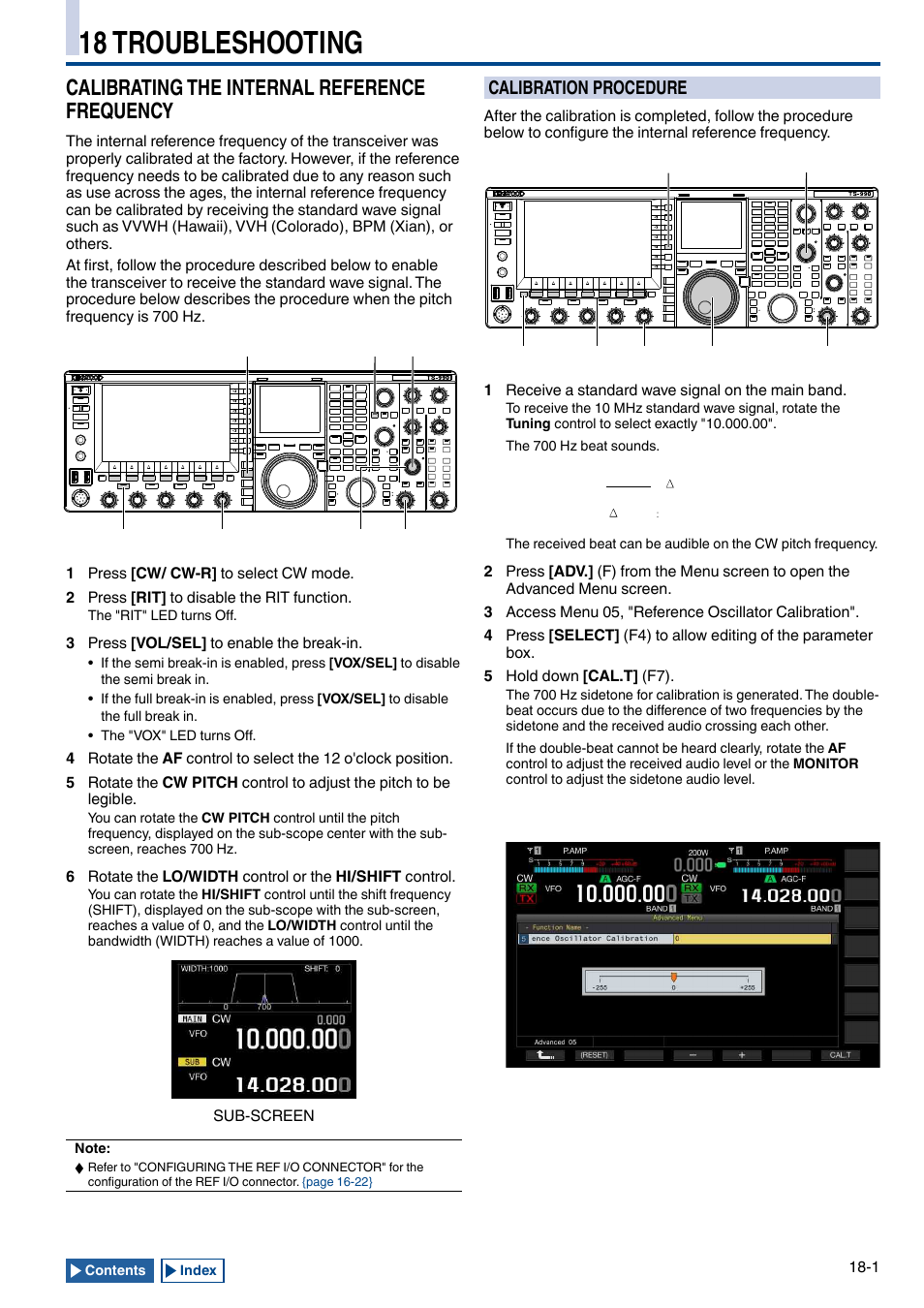 18 troubleshooting, Calibrating the internal reference frequency, Calibration procedure | Calibrating the internal reference frequency -1, Calibration procedure -1 | Kenwood TS-990S User Manual | Page 271 / 290