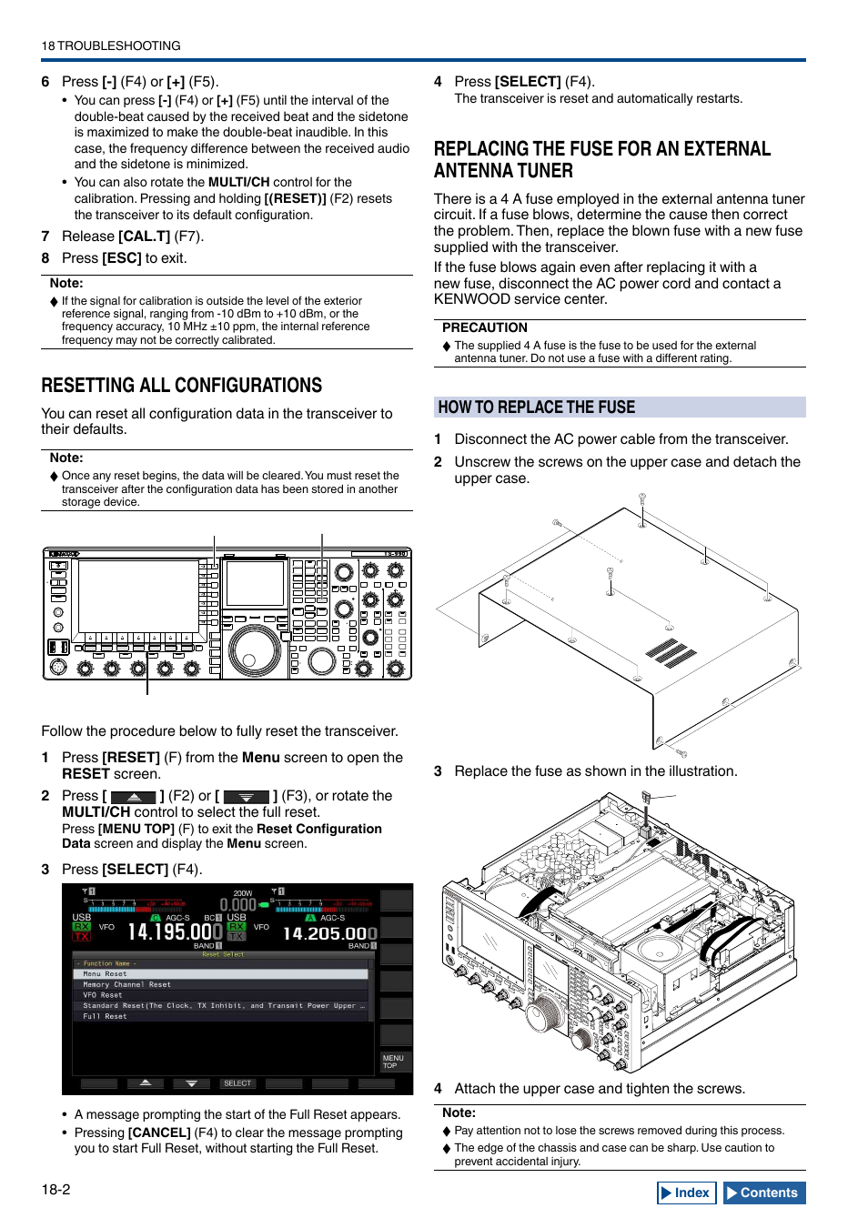 Resetting all configurations, Replacing the fuse for an external antenna tuner, How to replace the fuse | Resetting all configurations -2, How to replace the fuse -2 | Kenwood TS-990S User Manual | Page 272 / 290