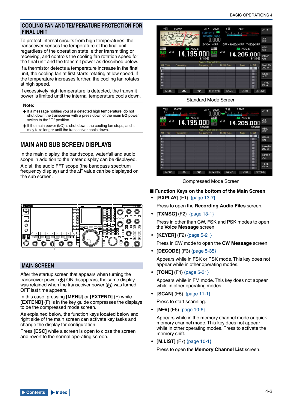 Main and sub screen displays, Main screen, Main and sub screen displays -3 | Main screen -3 | Kenwood TS-990S User Manual | Page 57 / 290