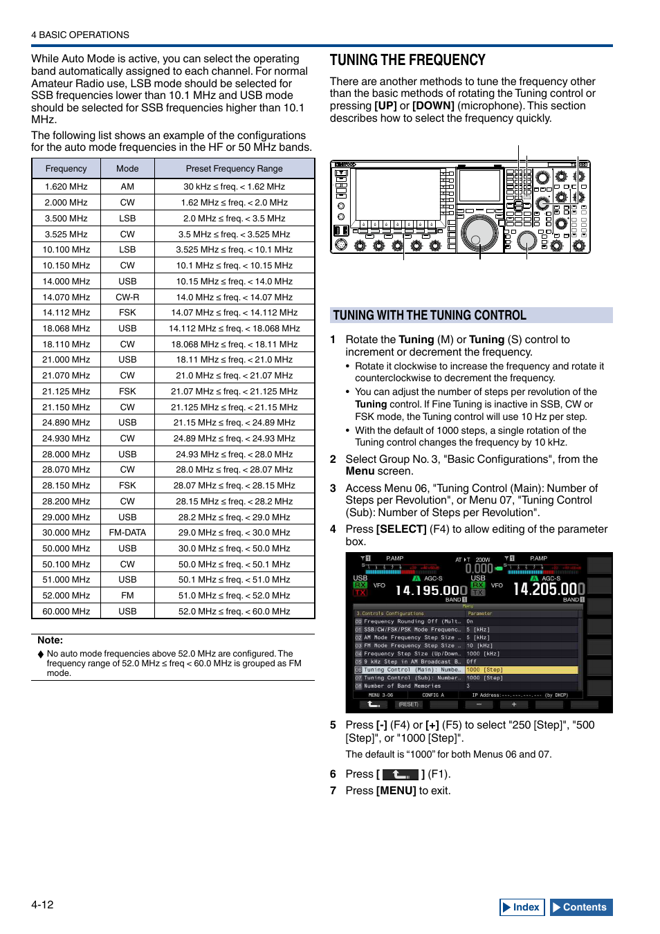 Tuning the frequency, Tuning with the tuning control, Tuning the frequency -12 | Tuning with the tuning control -12 | Kenwood TS-990S User Manual | Page 66 / 290