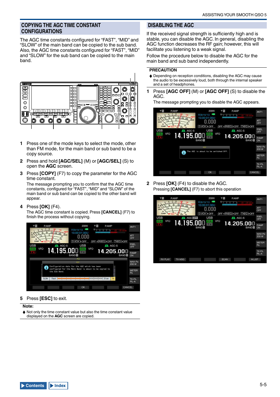 Copying the agc time constant configurations, Disabling the agc, Copying the agc time constant configurations -5 | Disabling the agc -5 | Kenwood TS-990S User Manual | Page 83 / 290