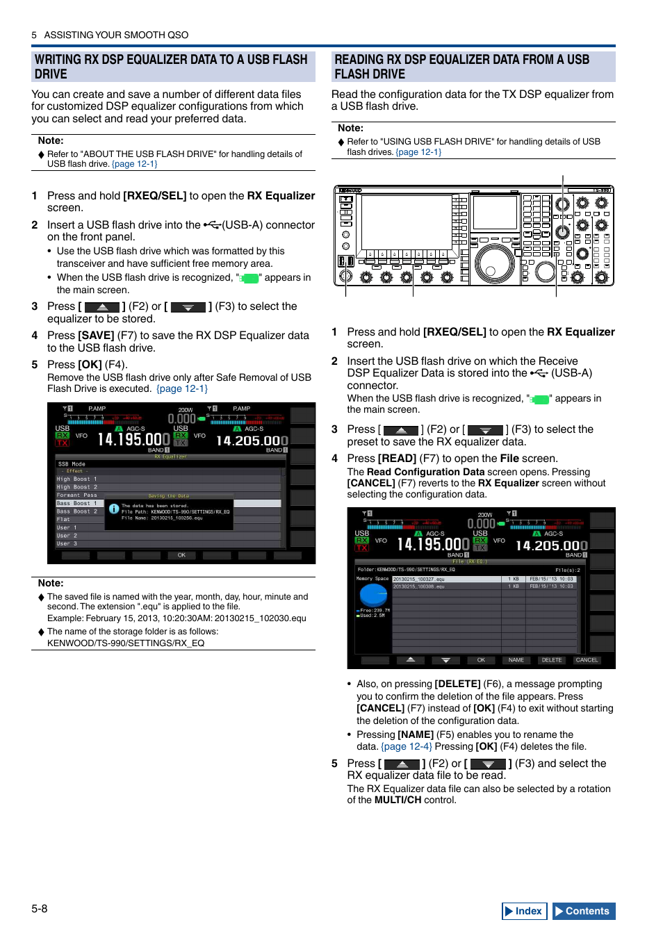 Writing rx dsp equalizer data to a usb flash drive | Kenwood TS-990S User Manual | Page 86 / 290