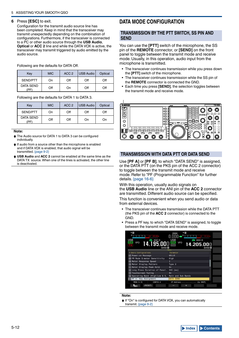 Data mode configuration, Transmission by the ptt switch, ss pin and send, Transmission with data ptt or data send | Data mode configuration -12, Transmission with data ptt or data send -12 | Kenwood TS-990S User Manual | Page 90 / 290