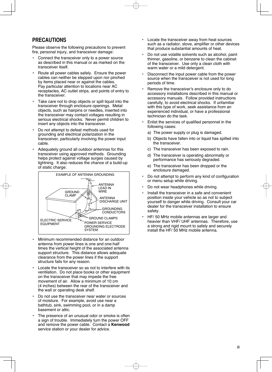 00 iii precautions.indd.pdf, Precautions | Kenwood TS-590S User Manual | Page 5 / 92