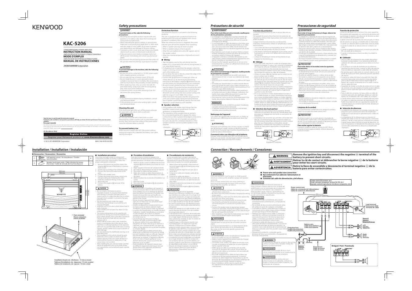 Kenwood KAC-5206 User Manual | 2 pages