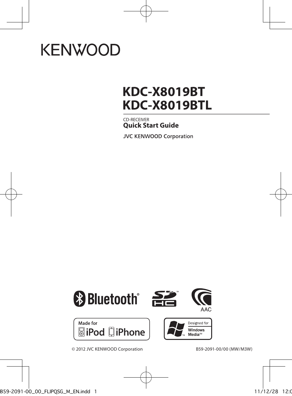 Kenwood KDC-X8019BT User Manual | 20 pages