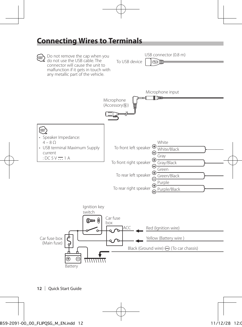 Connecting wires to terminals | Kenwood KDC-X8019BT User Manual | Page 12 / 20