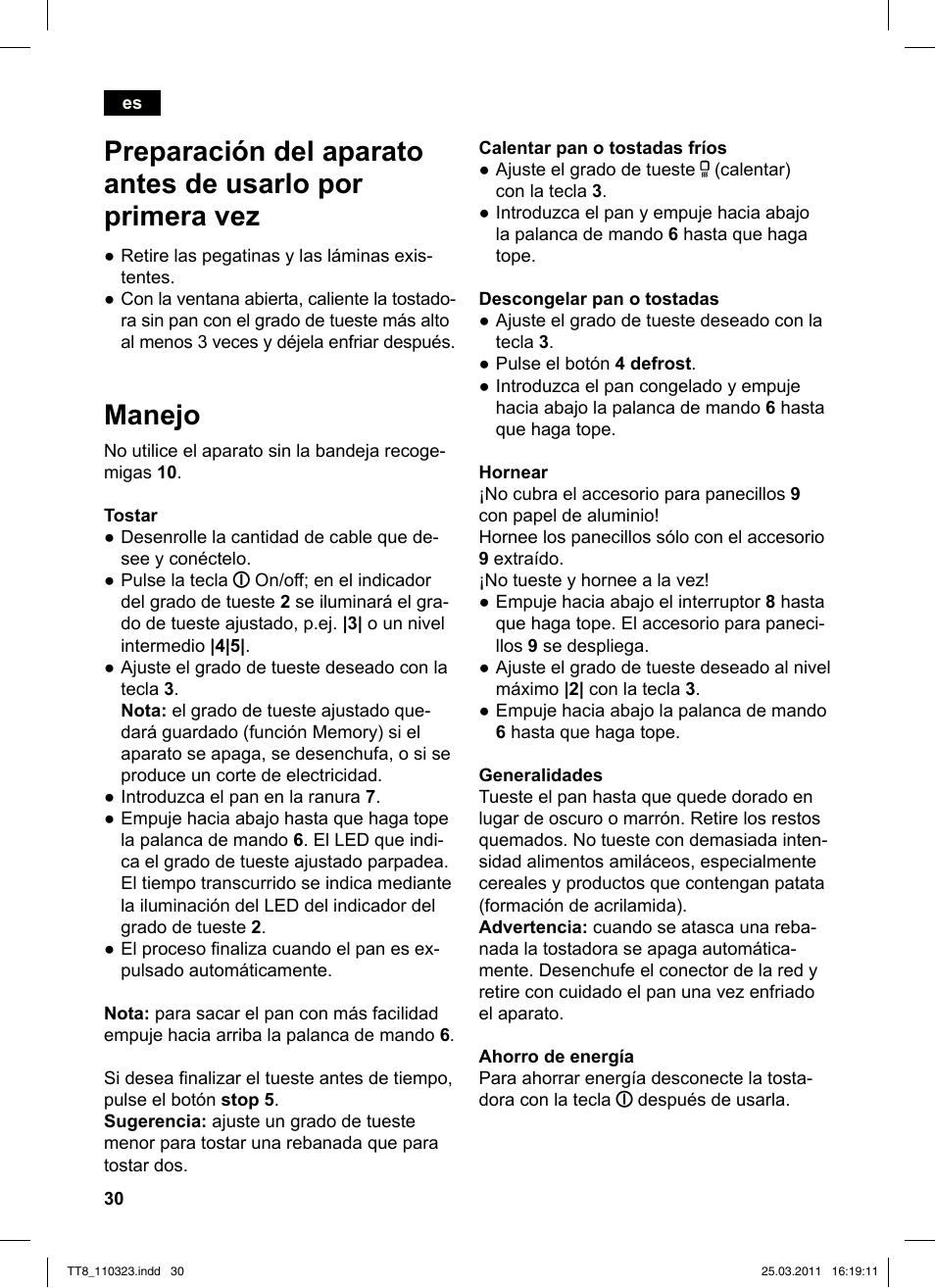 Manejo | Siemens TT86103 User Manual | Page 32 / 68