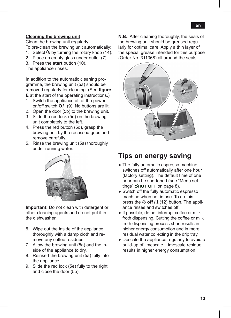 Tips on energy saving, Shut off | Siemens TE503209RW User Manual | Page 17 / 128