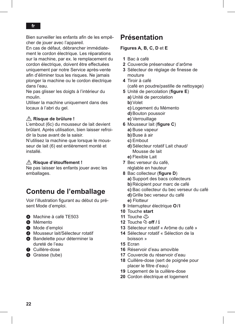 Présentation, Contenu de l’emballage | Siemens TE503209RW User Manual | Page 26 / 128
