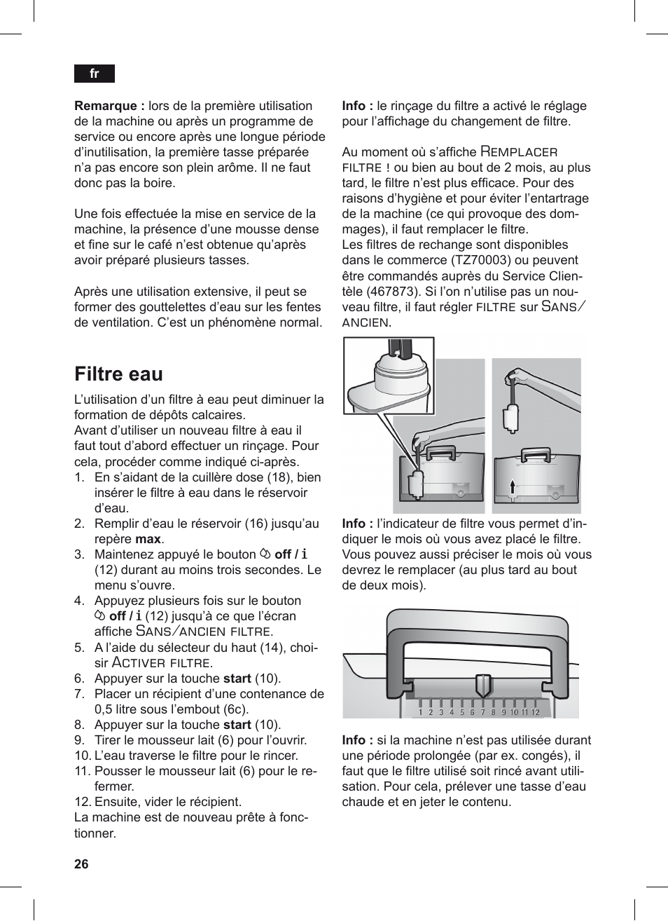 Filtre eau, Sans/ancien filtre, Activer filtre | Remplacer filtre, Filtre, Sans/ ancien | Siemens TE503209RW User Manual | Page 30 / 128