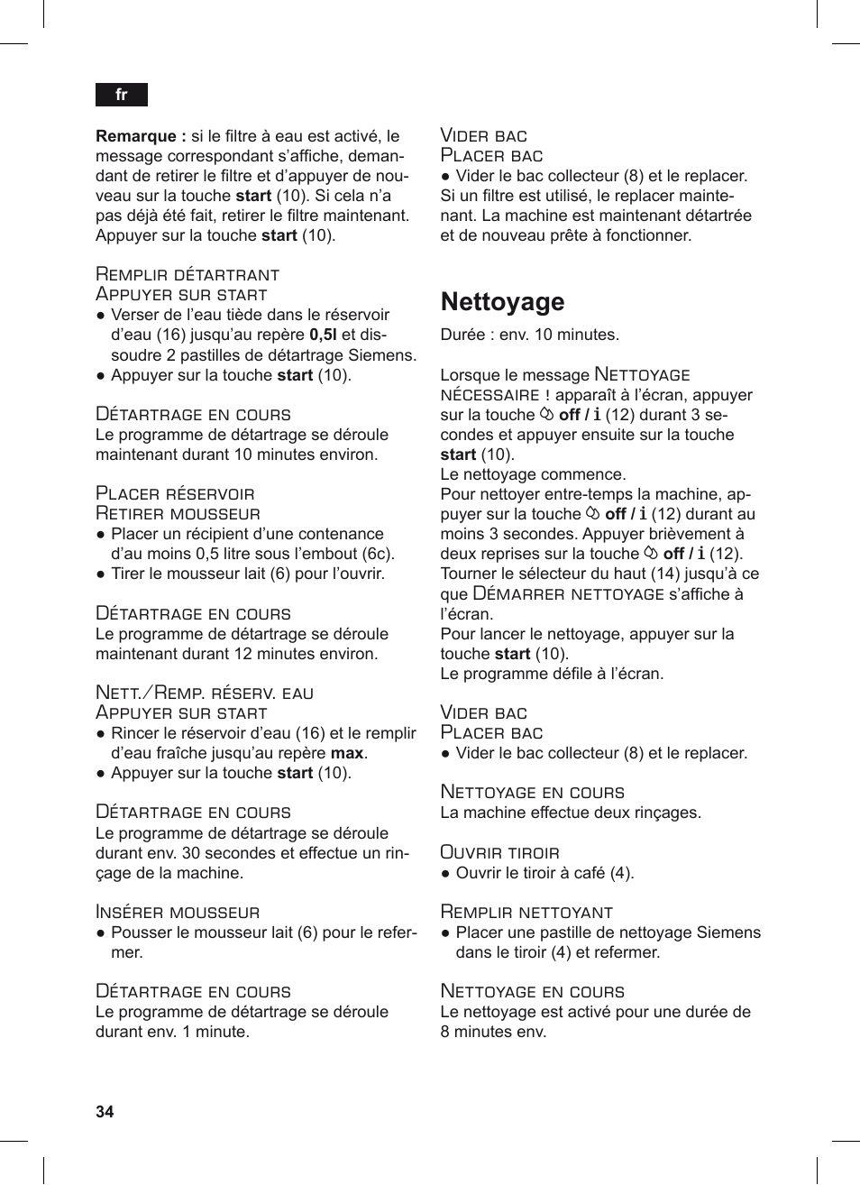 Nettoyage | Siemens TE503209RW User Manual | Page 38 / 128