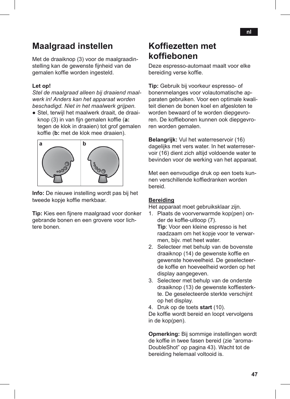 Maalgraad instellen, Kofiezetten met kofiebonen | Siemens TE503209RW User Manual | Page 51 / 128