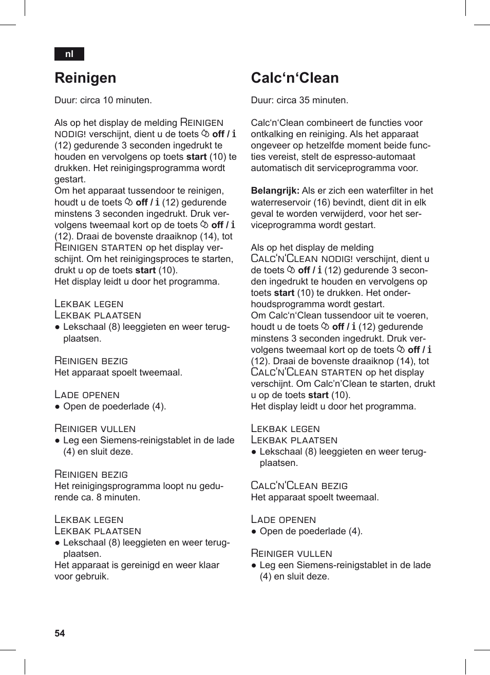 Reinigen, Calc‘n‘clean | Siemens TE503209RW User Manual | Page 58 / 128