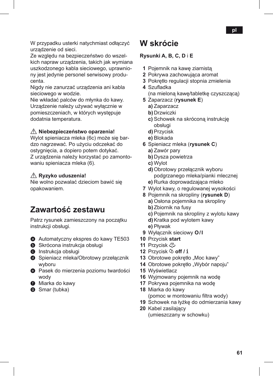 Zawartość zestawu, W skrócie | Siemens TE503209RW User Manual | Page 65 / 128